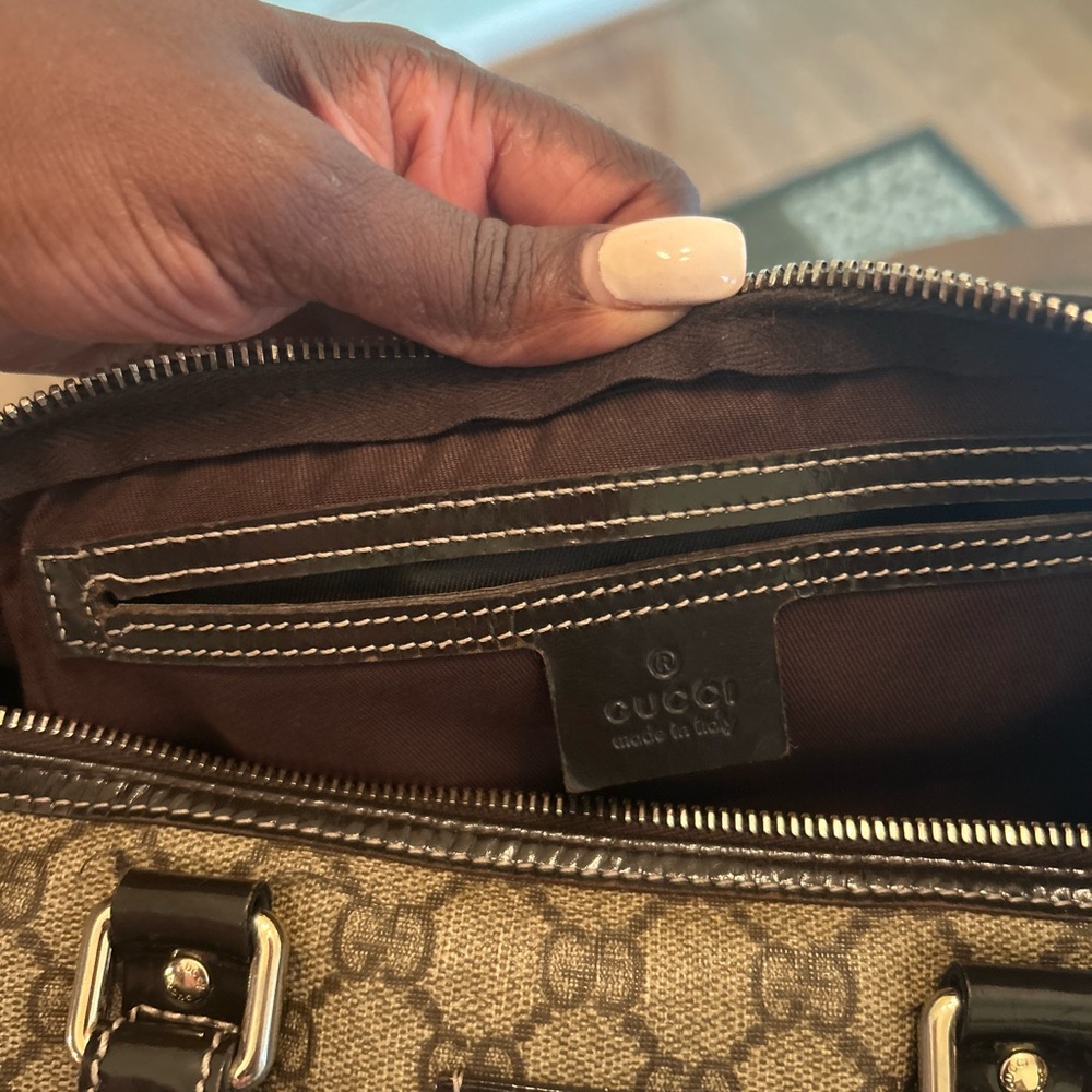 Gucci Brown GG Canvas Satchel with Dark Brown Trim - Picture 10 of 10